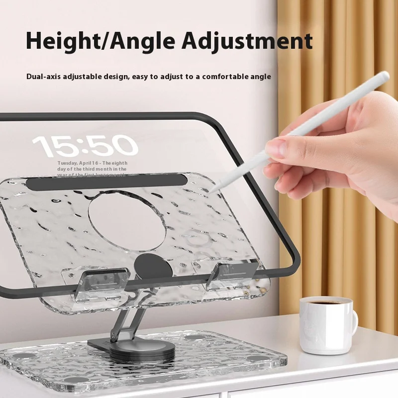 

Acrylic Tablet Holder Desktop Rotating Foldable Multifunctional Tablet Support Bracket Transparent Adjustable Phone Stand