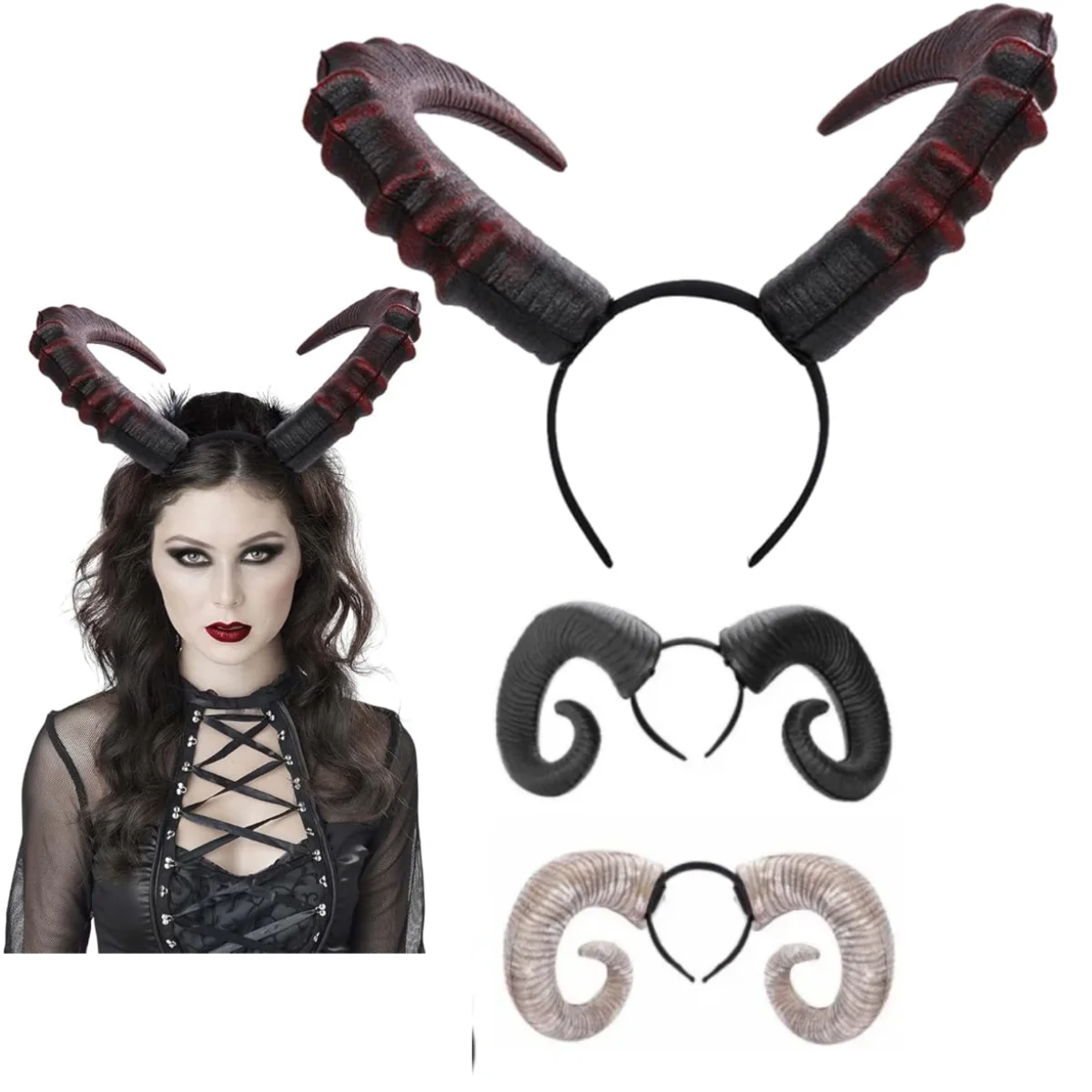 

Готический головной убор с рогами дьявола/демона, рога овцы, головной убор для косплея, карнавальный головной убор, реквизит для костюма на Хэллоуин/вечеринку в стиле призраков