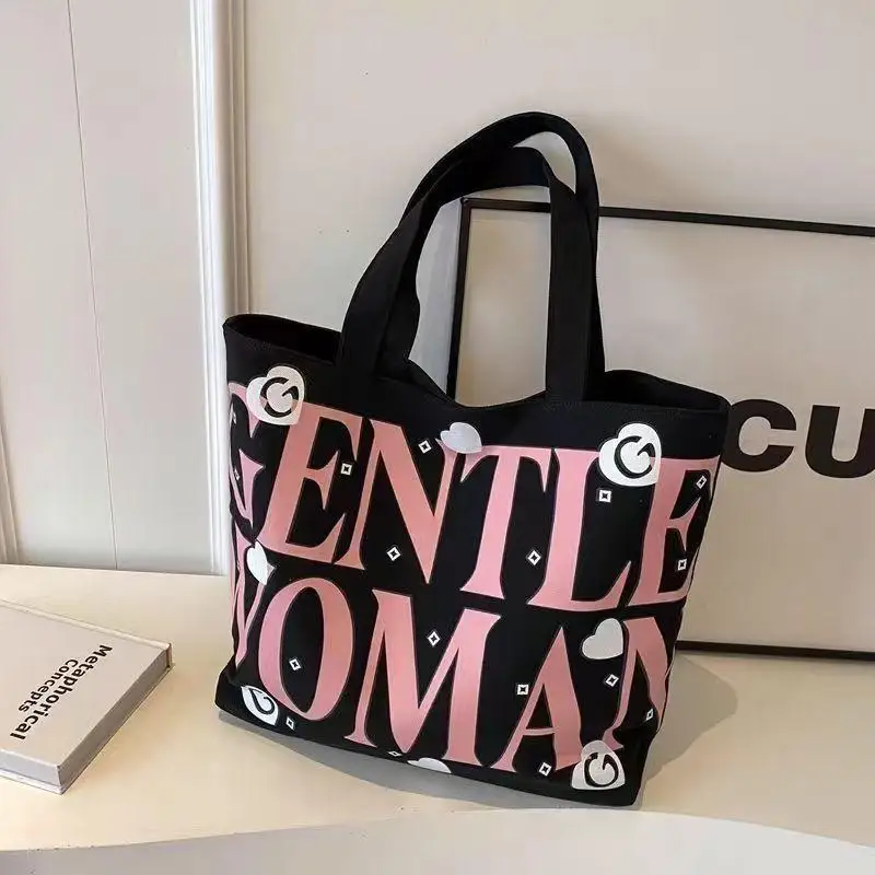 Large Capacity Canvas Tote Bag Student Commuter Bag Mommy Handbag Single Shoulder Bag Shopping Bag Printed Casual Tote Bag