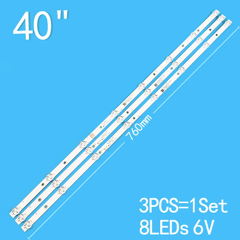 New 3PCS/lot 8LEDS 6v 760mm for 40 inch LCD TV R72-40D04-004-13 R72-40D04-005-13 backlight strep MS-L2665-A MS-L2665-B