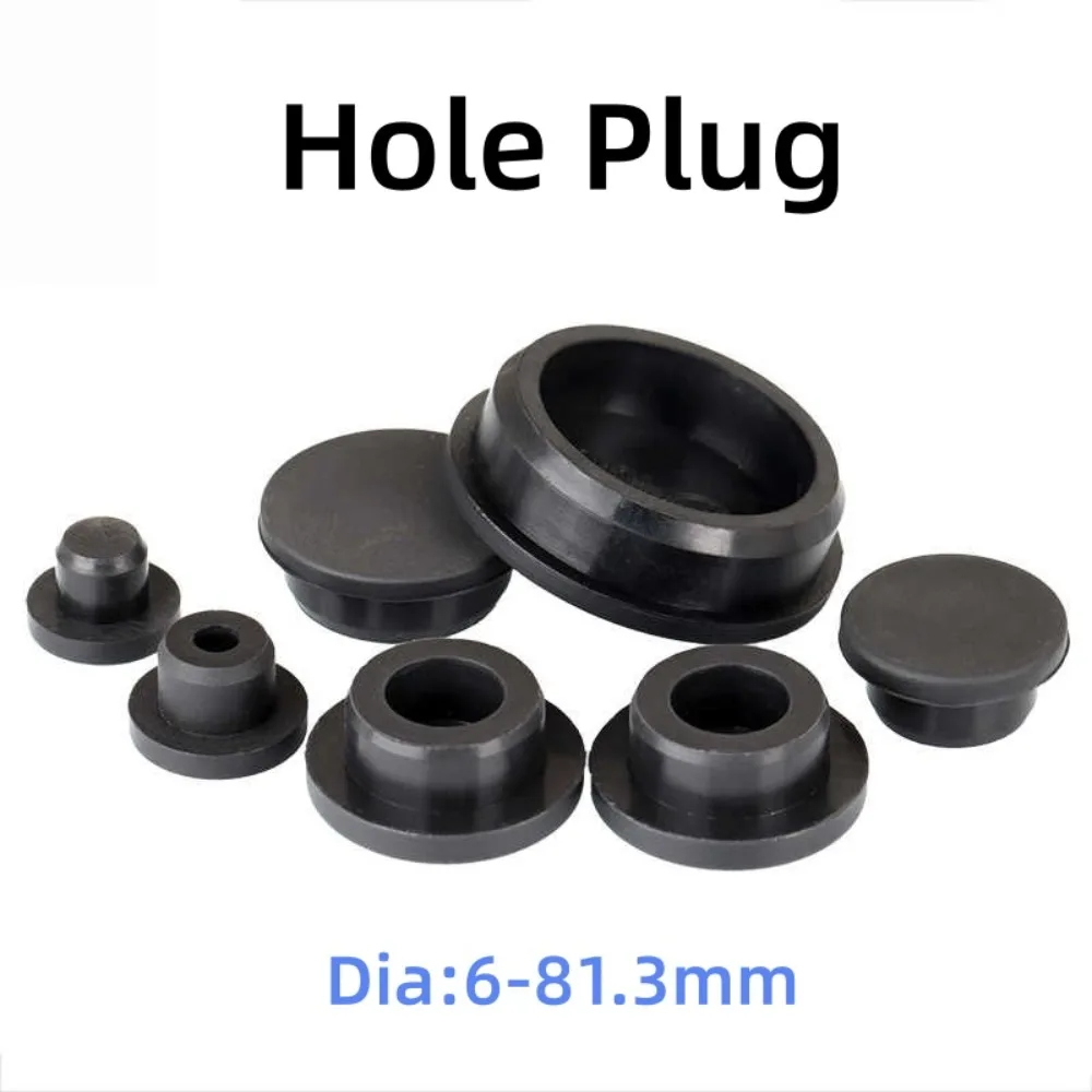 Black Heat Resistant Silicone Hole Plug, Circular Dustproof Sealing End Cover Protector Plug Rubber Blanking Cap Dia 6mm-81.3mm