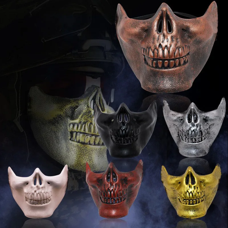 Halloween Skeleton Warrior Mask Horror Demon Mask Scary Skull Half Face Mask Party Masquerade Costume Cosplay Props for Men