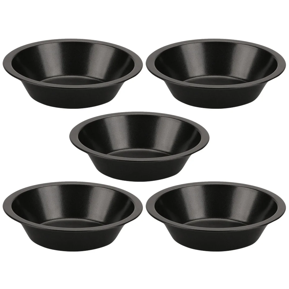 

5Pcs Round Pizza Pans Nonstick Baking Trays Carbon Steel Heat Resistant Easy Demolding Kitchen Bakeware Individual Pie Tins