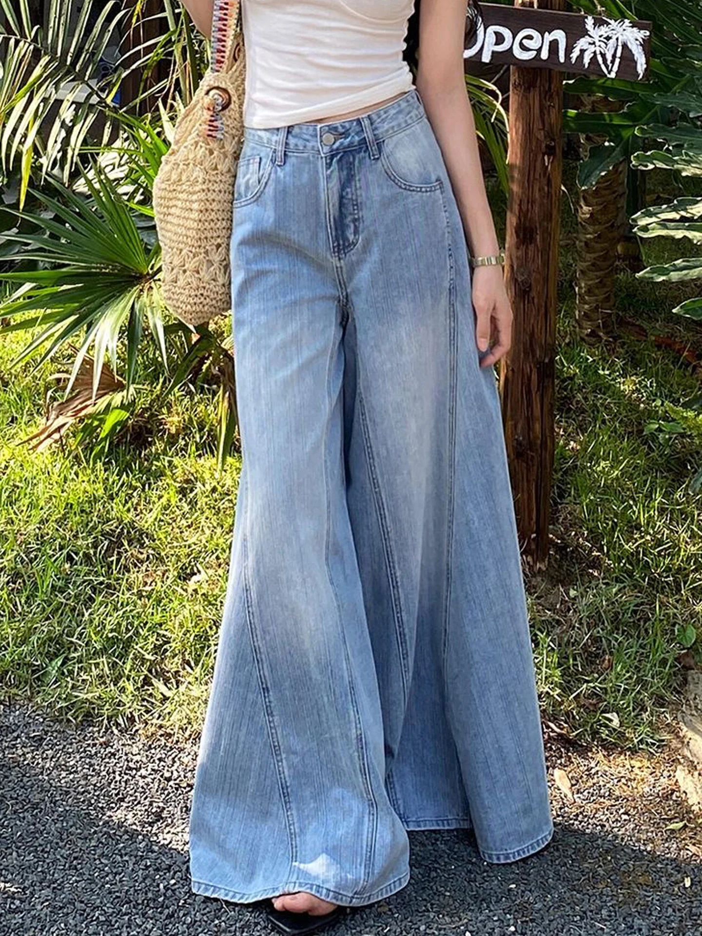 Slimming High Waist Straight Leg Jeans Women's Loose Fit Casual Bootcut Denim Pants Fashionable Design Summer New Arrival