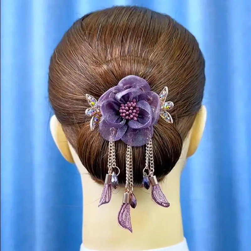 Woman Girls Ponytail Hair Accessories Hairstyling Hairgrip Korean New Retro crystal Clip Bands Brooch Flower Barrettes