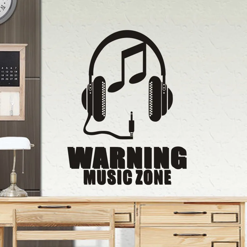 Music Zone Wall Sticker Headset Rock Decor Kids Room Home Decoration Posters Vinyl Music Car Decal