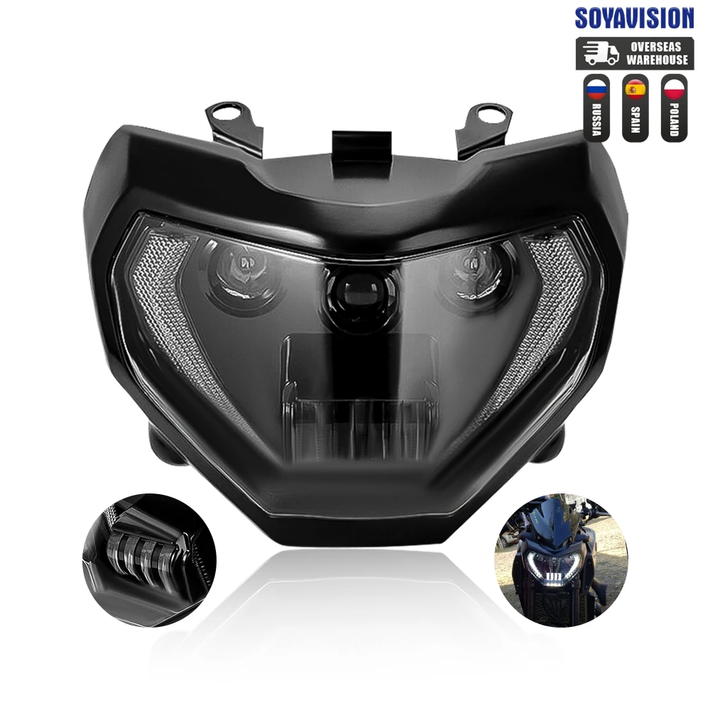 E-MARK Motorcycle Light For YAMAHA MT07 LED H4 Headlight Lamp Accessories DRL 2014 -2020 Headlamp For YAMAHA MT09 2014 -2016