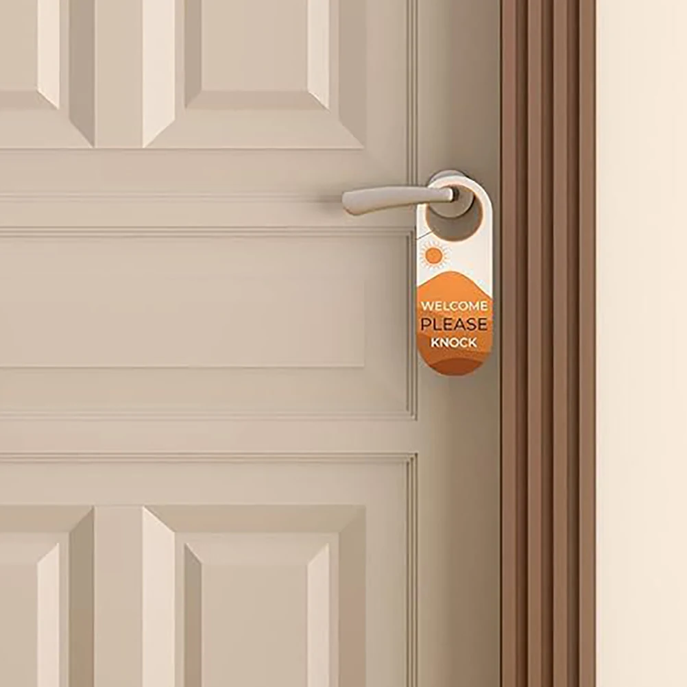 

2 Pcs Handle Tag Office Welcome Copper Sheet Knock Front Reminder Sign