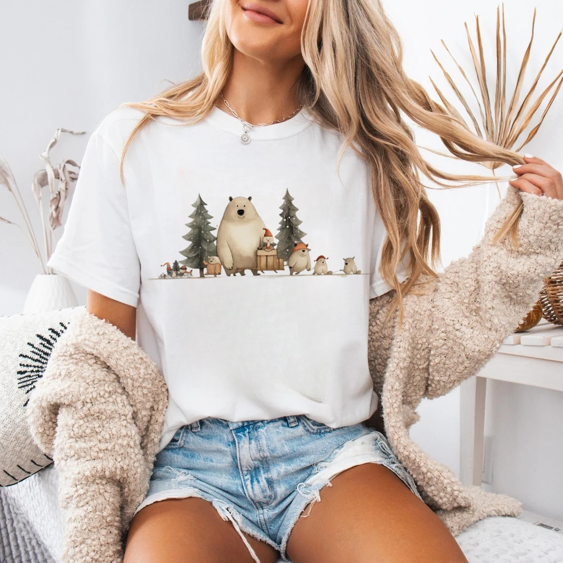 

Christmas Top Women's Printed White T-Shirt Trendy Cute Pattern Casual Clothing Short Sleeve O-Neck Harajuku Fashion T-Shirt