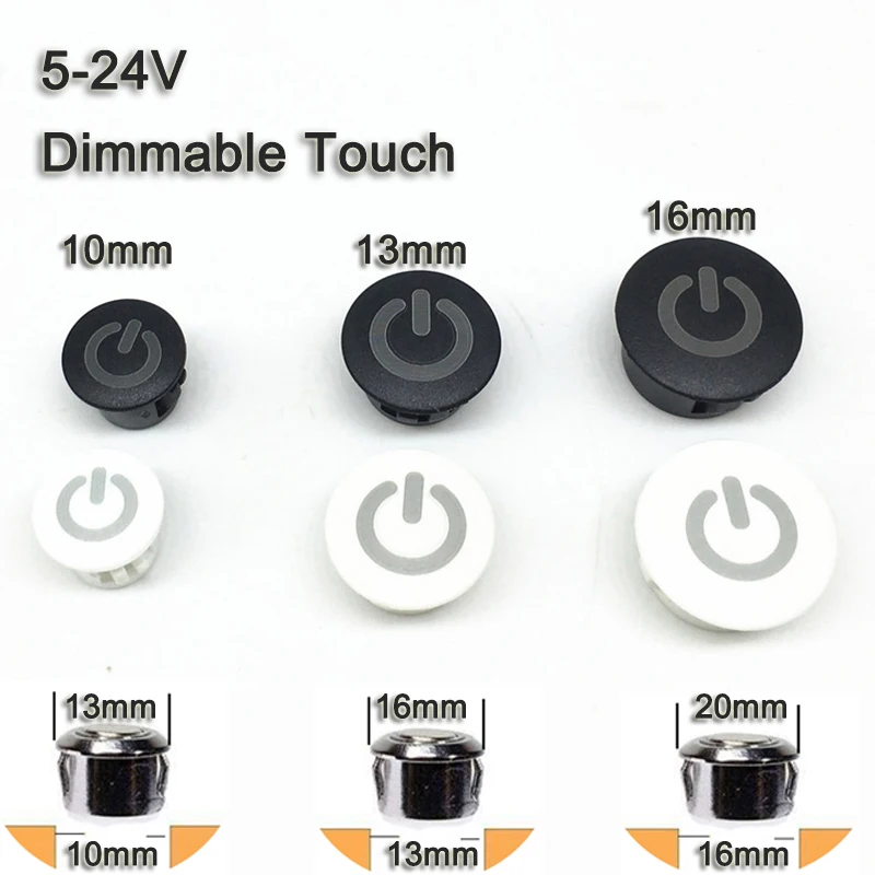 10mm 16mm Smart Home Touch Sensor Button dimmerabile Controller Switch per DC5V 12V 24V Smart Home Led Tape LED Dimmer Controller