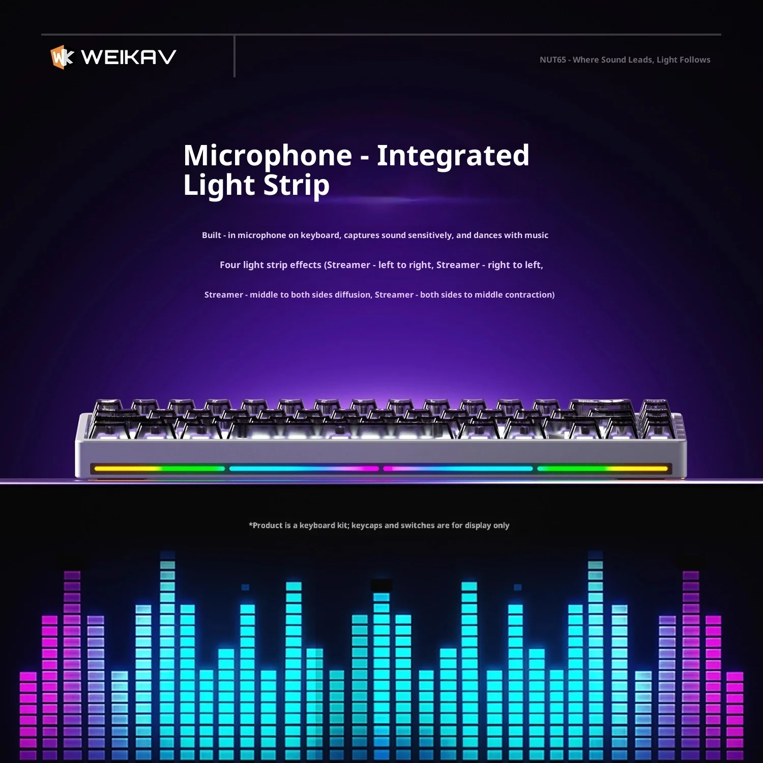 WEIKAV NUT65 mechanical keyboard wireless Bluetooth kit PC gaming keyboard 2.4G wired layout aluminum pad ARGB keyboard