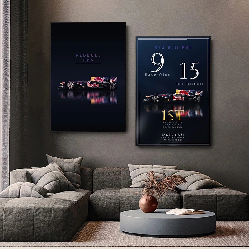 ملصق ومطبوعات لسيارة سباق ريد بول F1 ، لوحة قماش للسيارة F1 ، صور جدارية لغرفة المعيشة في المنزل ، الموسم ، RB19
