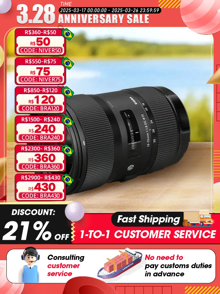 Sigma 18-35mm F1.8 DC HSM Art APS-C Digital SLR Camera Lens Zoom Wide Angle Zoom for Canon 250D 4000D Nikon D780 D850 18 35 1.8