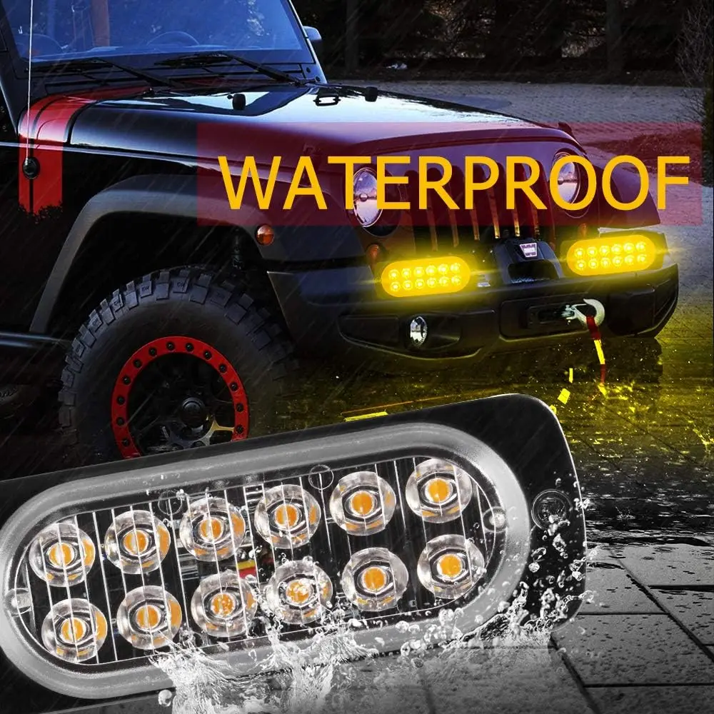 Luces estroboscópicas de emergencia LED ámbar 4 en 1, luces de policía, 12V, 24V, Control remoto inalámbrico, luz de rejilla Flash para coches, camiones, SUV