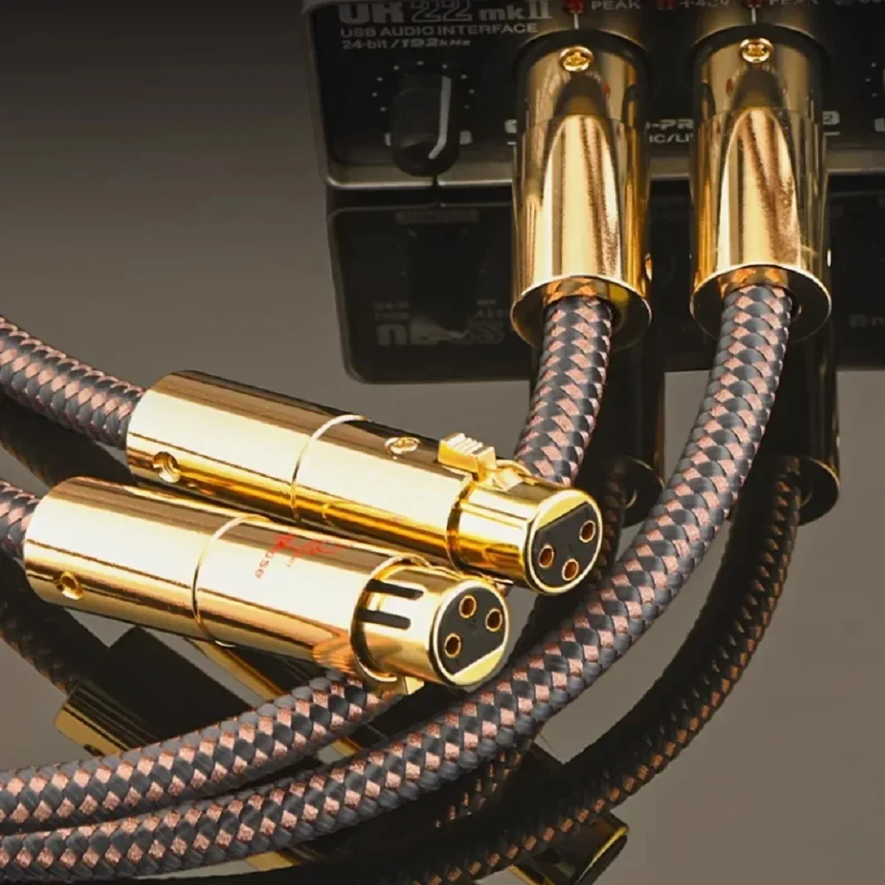 Pair HiFi XLR Cable OCC XLR Audio Cable Microphone Coed Gold Plated Male to Female Plug High Purity Balanced Audiophile Wire