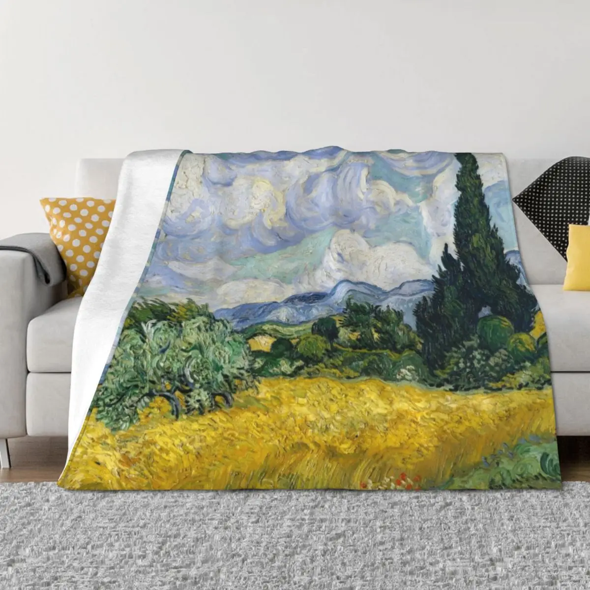 

Van Gogh, Wheat Field with Cypresses 1889 Throw Blanket wednesday Decoratives Thermal Nap Blankets