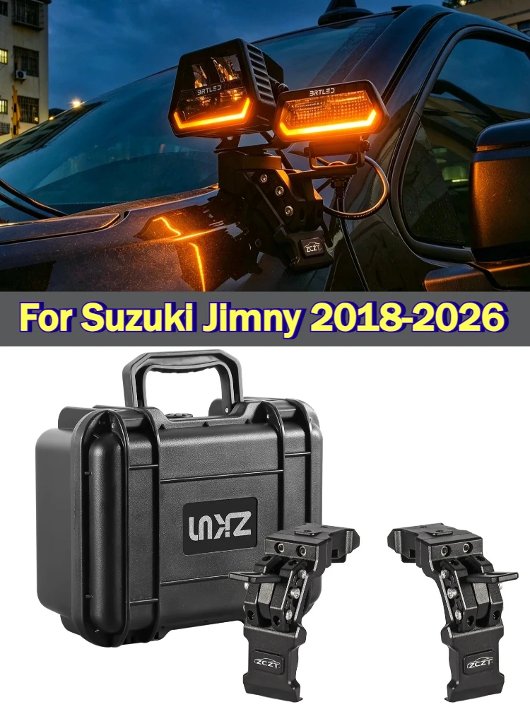 For Suzuki Jimny 2018-2026 Car A-pillar Dual Light Expansion Bracket Modified Hood Spotlight Quick-Release Lamp Stand Accessory