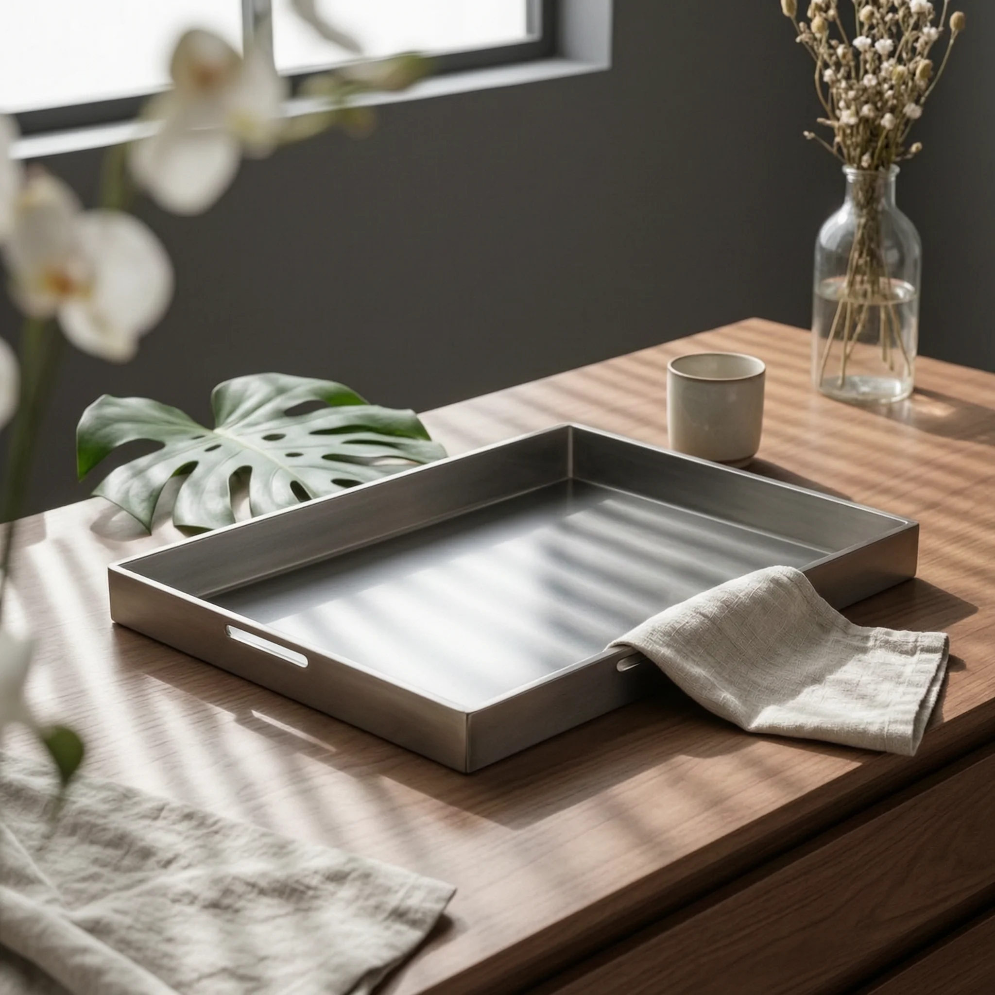 Serving Tray with Handles Formal Tray with Handles Shiny Classic for Hosts, Home Bar, Table Display