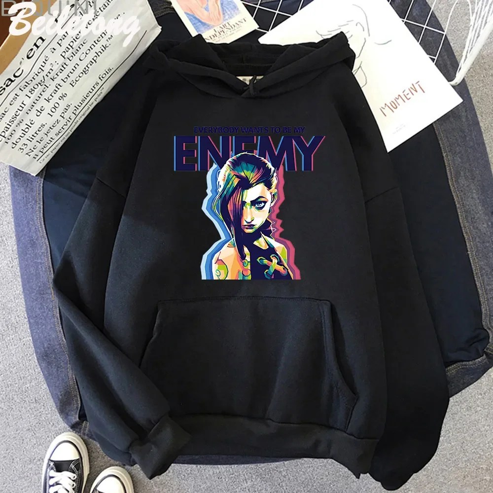 Jinx Arcane Hoodie ENEMY Cool Graphic Print Sweatshirt Women Tracksuit Sudaderas Aesthetic Clothes  Casual