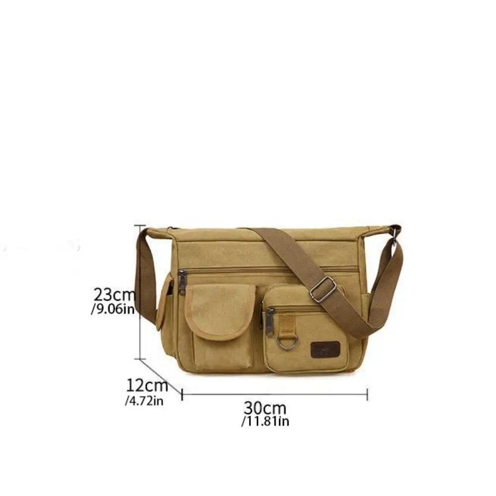 Korean Style Men Messenger Bags Multifunctional Large Capacity Simple Square Bag with Pocket All-match Travel Tool Bag Outdoor