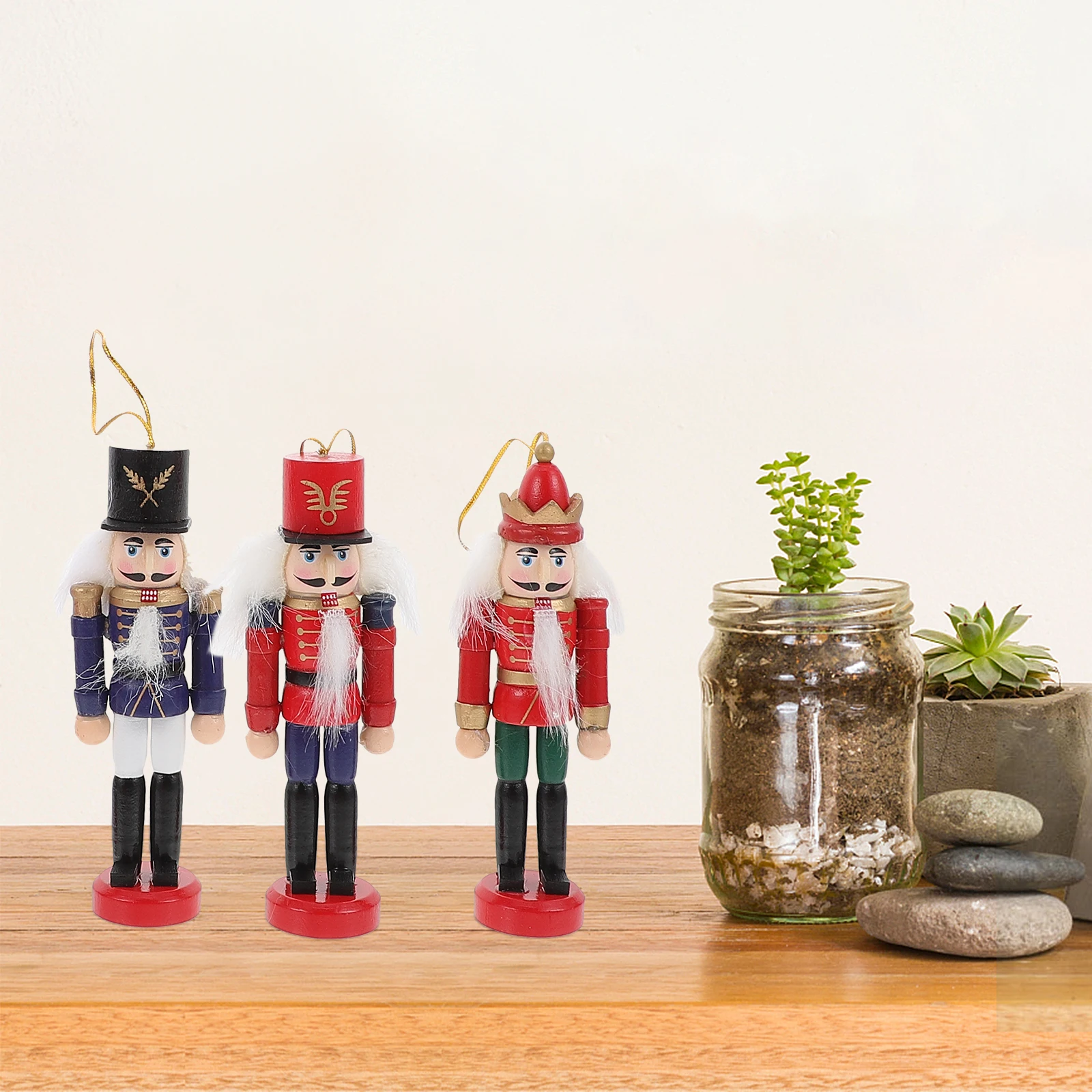 

Puppet Ornaments Nutcracker Soldier Statue Desktop Vintage Traditional Figures Wooden