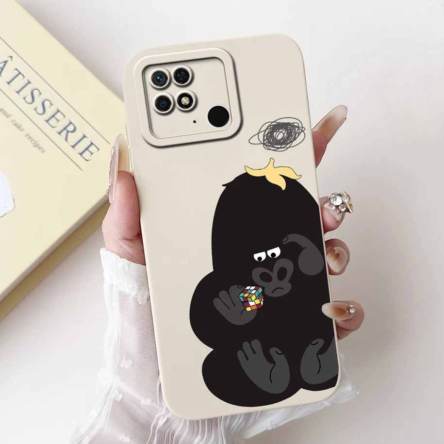 Dla Xiaomi Redmi 10C Etui Cute Panda Rabbit Cartoon Matte Back Cover Dla Xiaomi Redmi 10 Power Shockproof Bumper Redmi10C Fundas