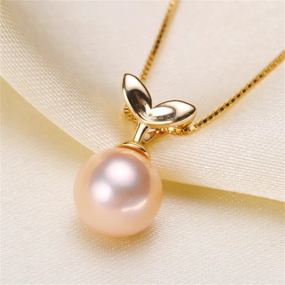 

DIY Accessories S925 Sterling Silver Pearl Pendant Empty Support Small Bean Sprouts Necklace Pendant Women Fit 8-12mm Oval D077