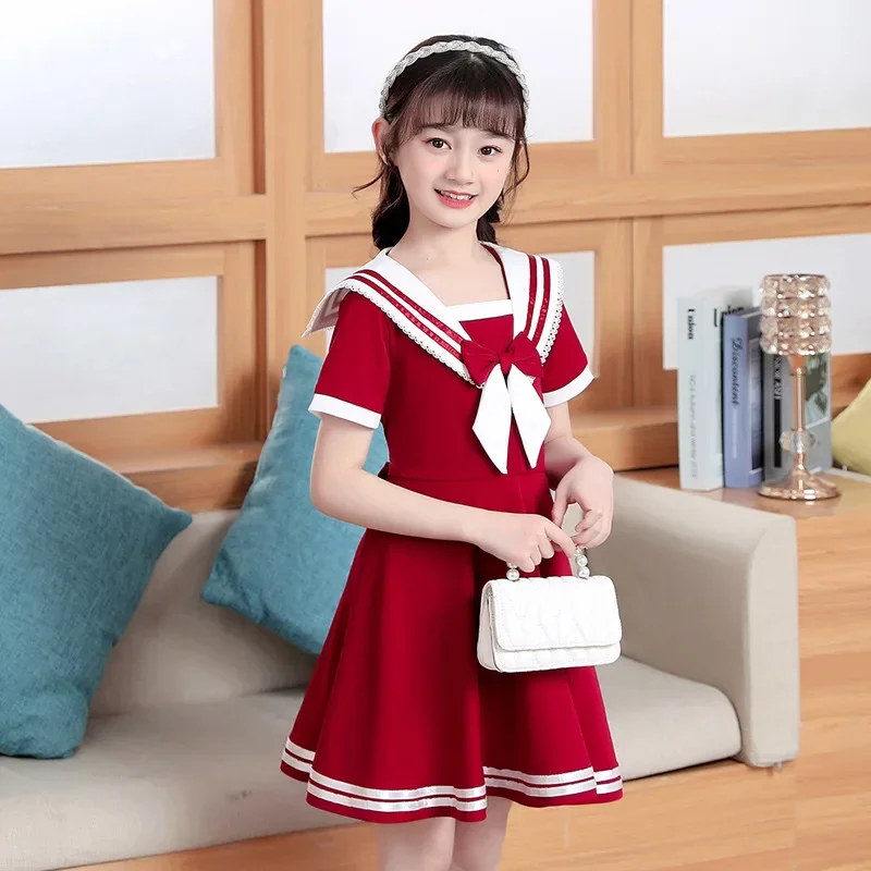 Children clothes from 3-12 yrs girls dresses Autumn Winter teen Sailor Collar Knit dress for Girl clothes Kids teens costume