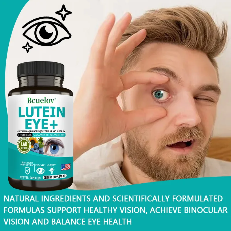 Augenvitamine-Ergänzungsmittel, Lutein 40 mg, Zeaxanthin 8 mg, unterstützt die Belastung der Augen, gesunde Augen und Sehkraft, 120 vegane Kapseln, gentechnikfrei