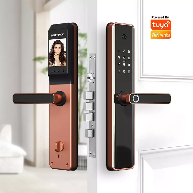 Goking aluminum door smart wifi lock tuya camera electronic digital safe gate lock outdoor finger print intelligent  lock