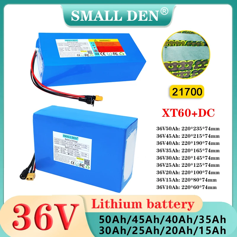 36V 50Ah 45Ah 40Ah 35Ah 30Ah 25Ah 20Ah 15Ah 21700 Lithium battery pack 1500W motor High capacity 42V E-tool two wheeler scooter