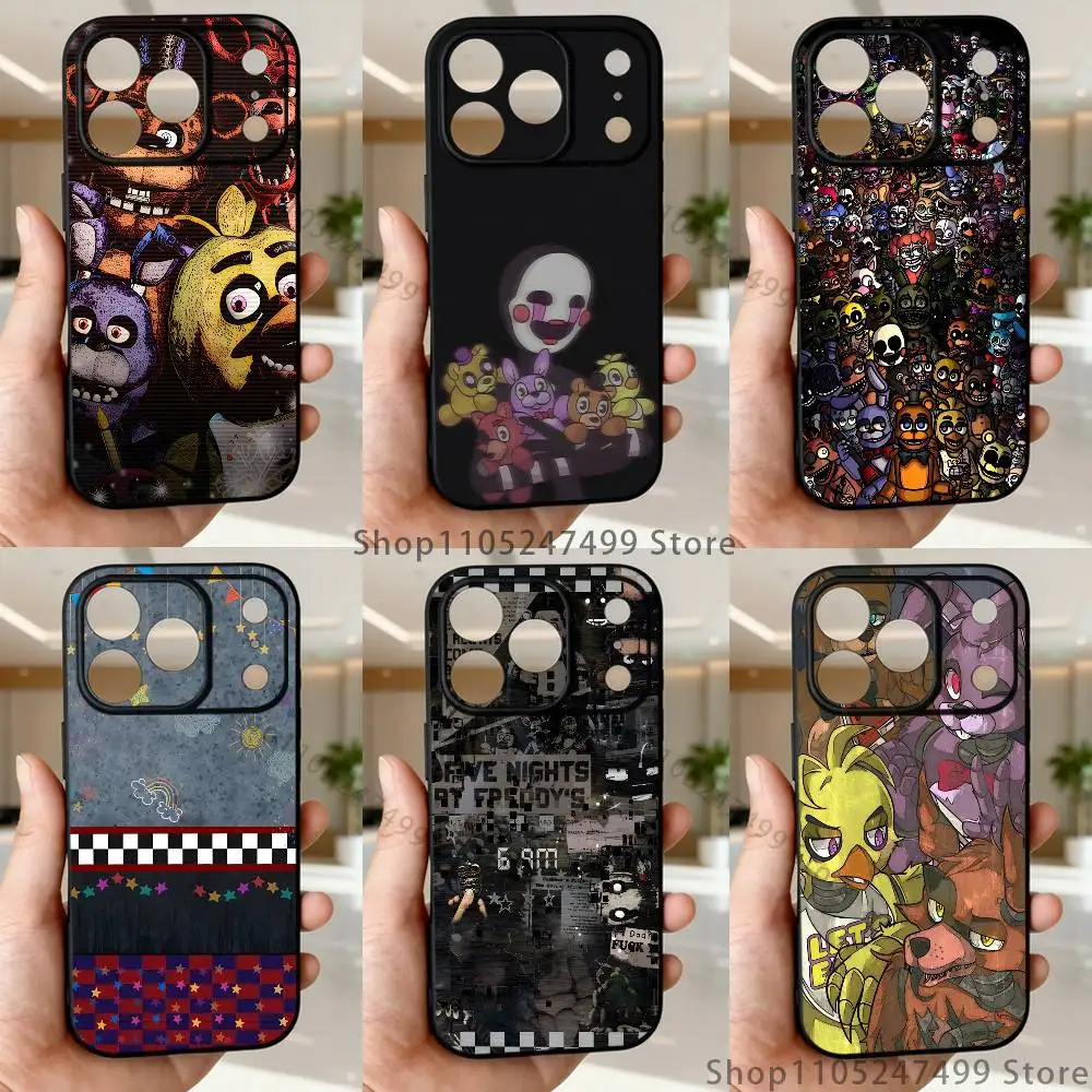 

F-Five Nights at F-Freddys Phone Case For iPhone 17,16,15,14,13,12,Pro,Max,Plus,E,SE4,Air,Mini Black Soft Box