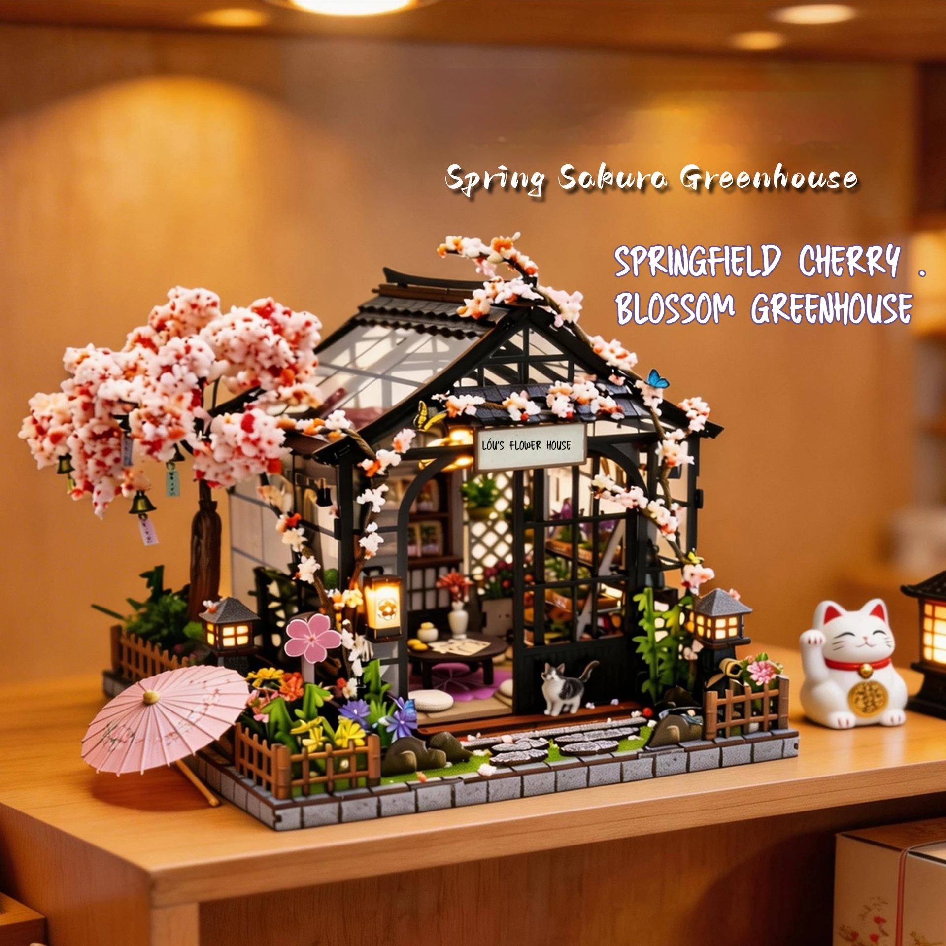 

Миниатюрный кукольный домик в японском стиле, сделанный своими руками, модель здания сакуры, декоративное украшение для рабочего стола, коллекционный предмет для взрослых любителей рукоделия.