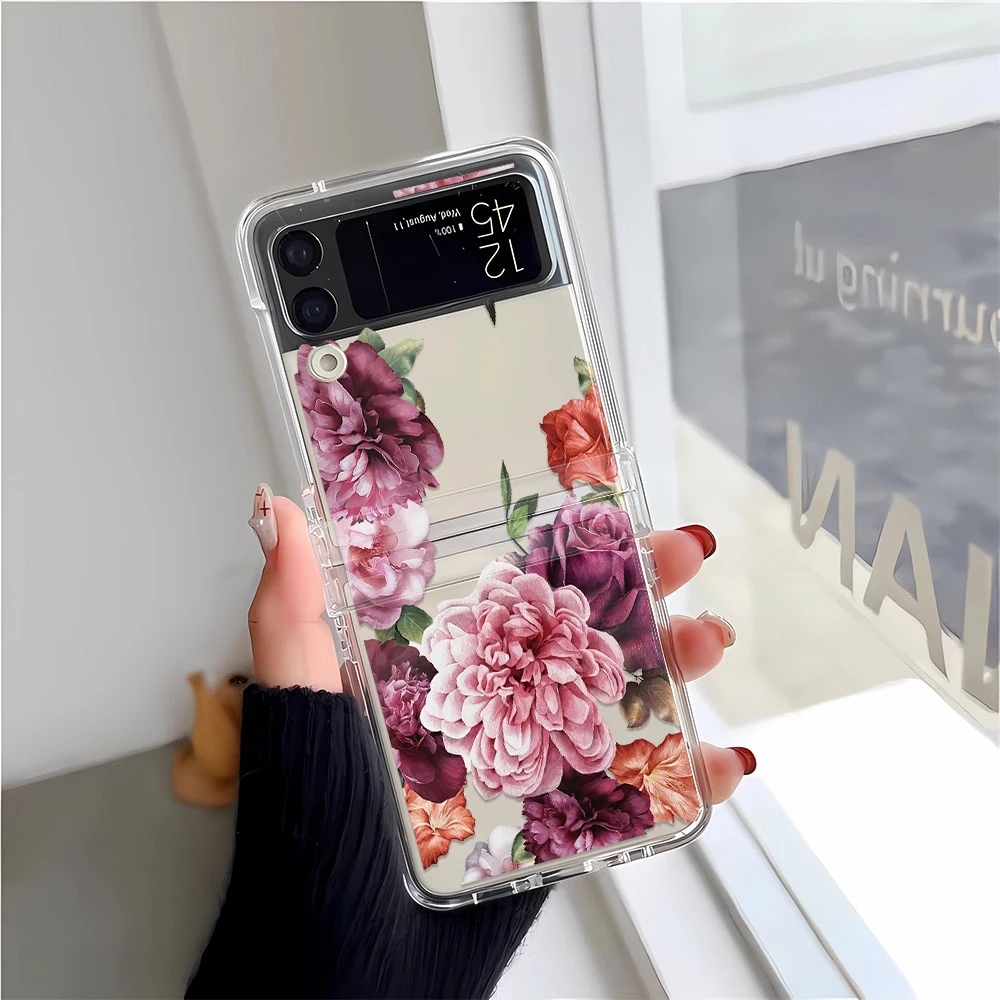 High key large flowers Phone Case For Samsung Z FLIP 3 4 5 F9260 W22 5G W23 ZFLIP F936 On Samsung Z Fold 3 4 5 Cover Funda Case