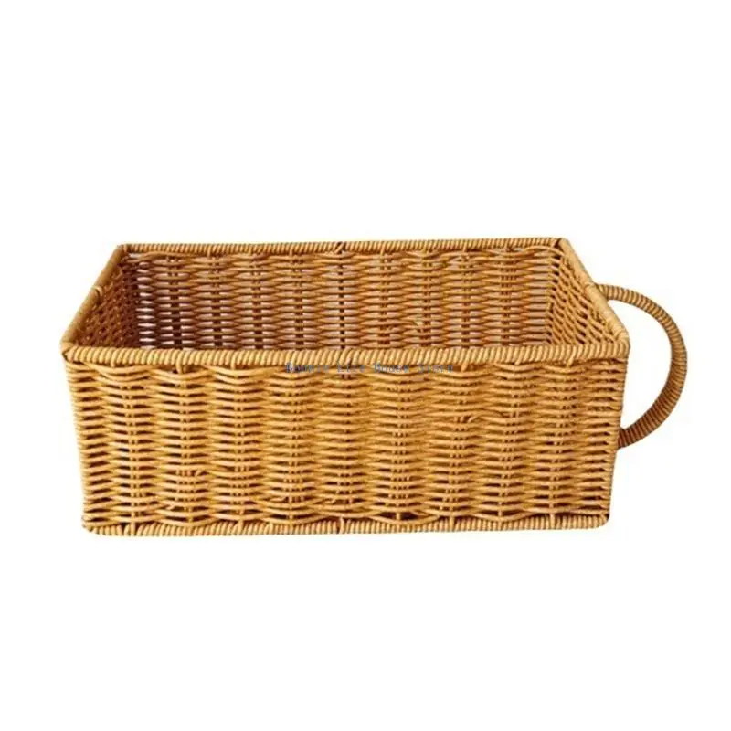 

37MF Imitation Rattan Basket for Cosmetics and Snacks Sundry Storage Container