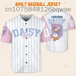 New Custom Name Disney Daisy Duck Baseball Jersey Men Women Short Sleeve Jersey Disney Casual Sports Baseball Shirt