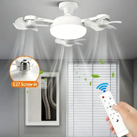 40W Ceiling Fan with Remote Control LED Light Fan E27 Base, Intelligent Silent Ceiling Fan for Bedroom and Living Room