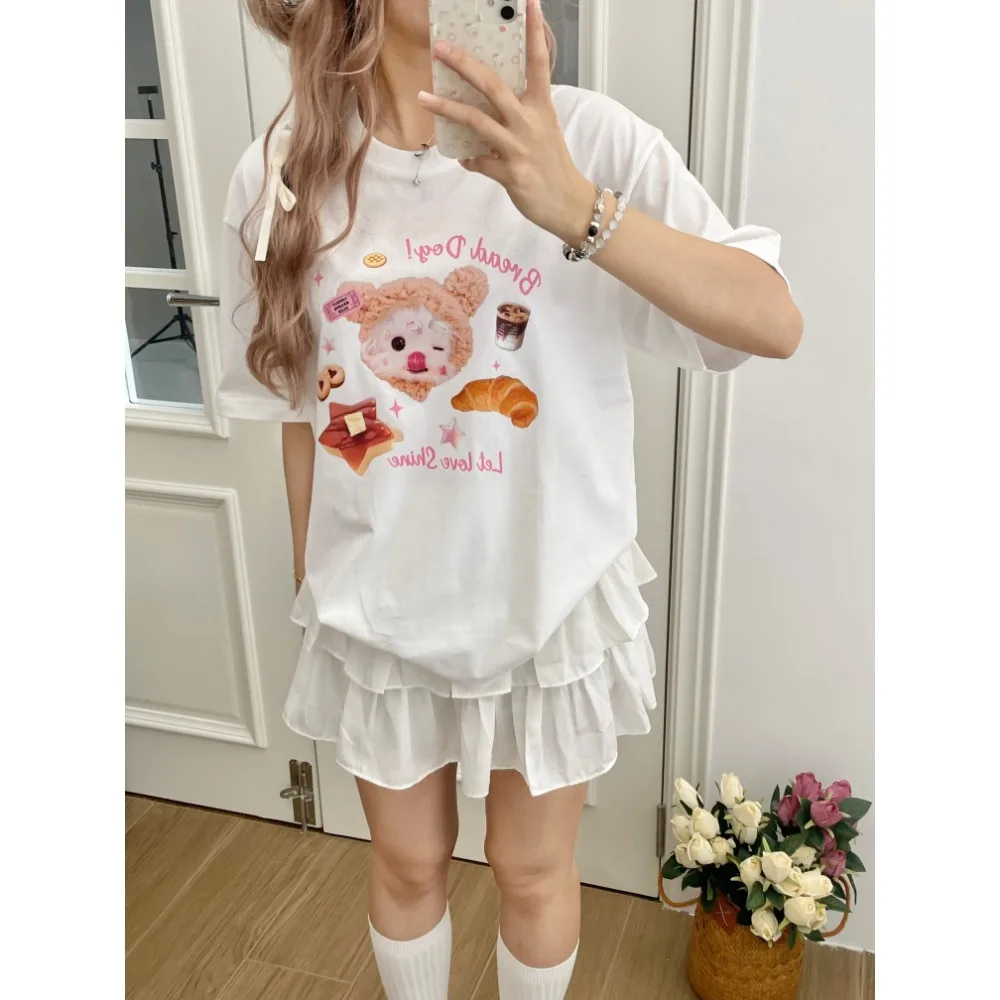 2024 Hot Sale Heavy Cotton Short-sleeved Trendy Brand Welldone Korean Solid Color Letter Printing Short-sleeved Loose Couple