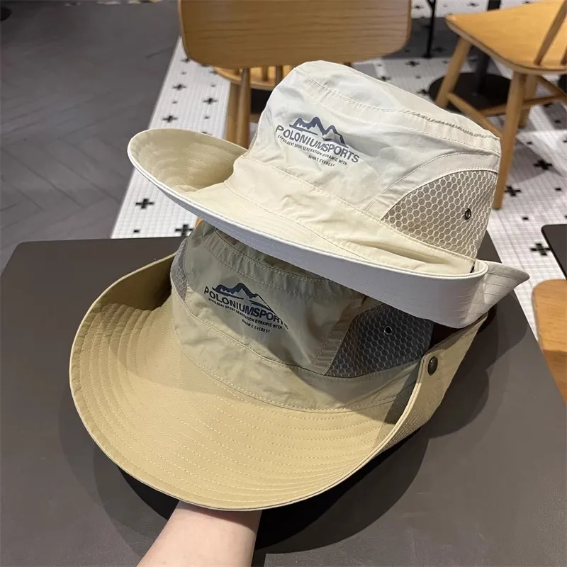 

Summer Men Bucket Hat Outdoor UV Protection Wide Brim Breathable Panama Hunting Hiking Caps Fisherman Hats Beach Sunscreen Cap
