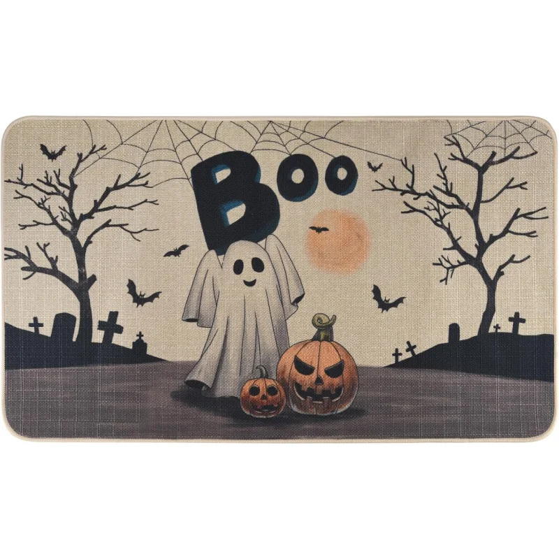 

Halloween doormat, ghost pumpkin welcome mat, entrance carpet anti slip mat