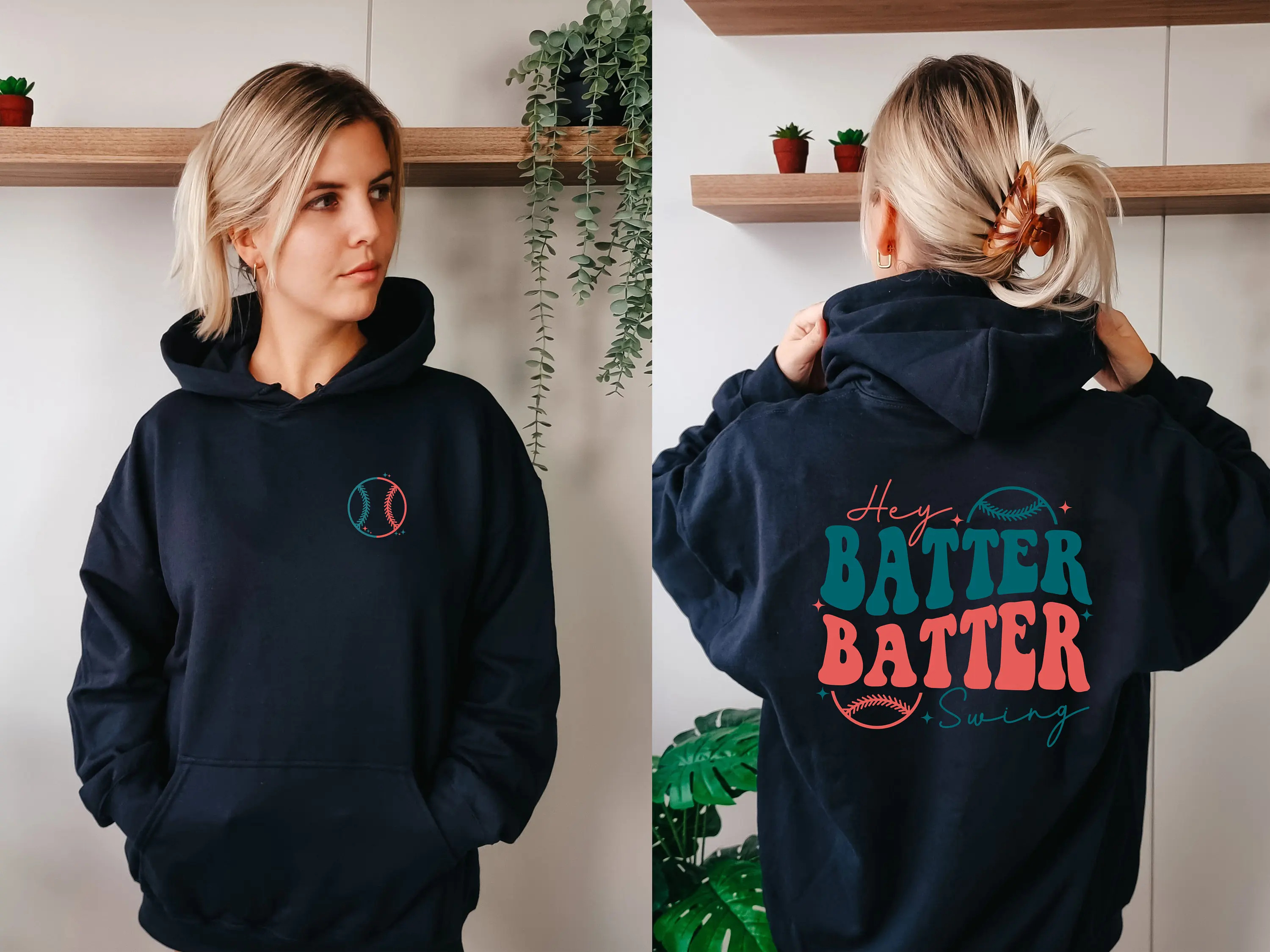 

Hey Batter Batter Swing Baseball Hoodie Women Long Sleeve Sweatshirt Pullover Tops Unisex Autumn and Winter Clothing Streetwear