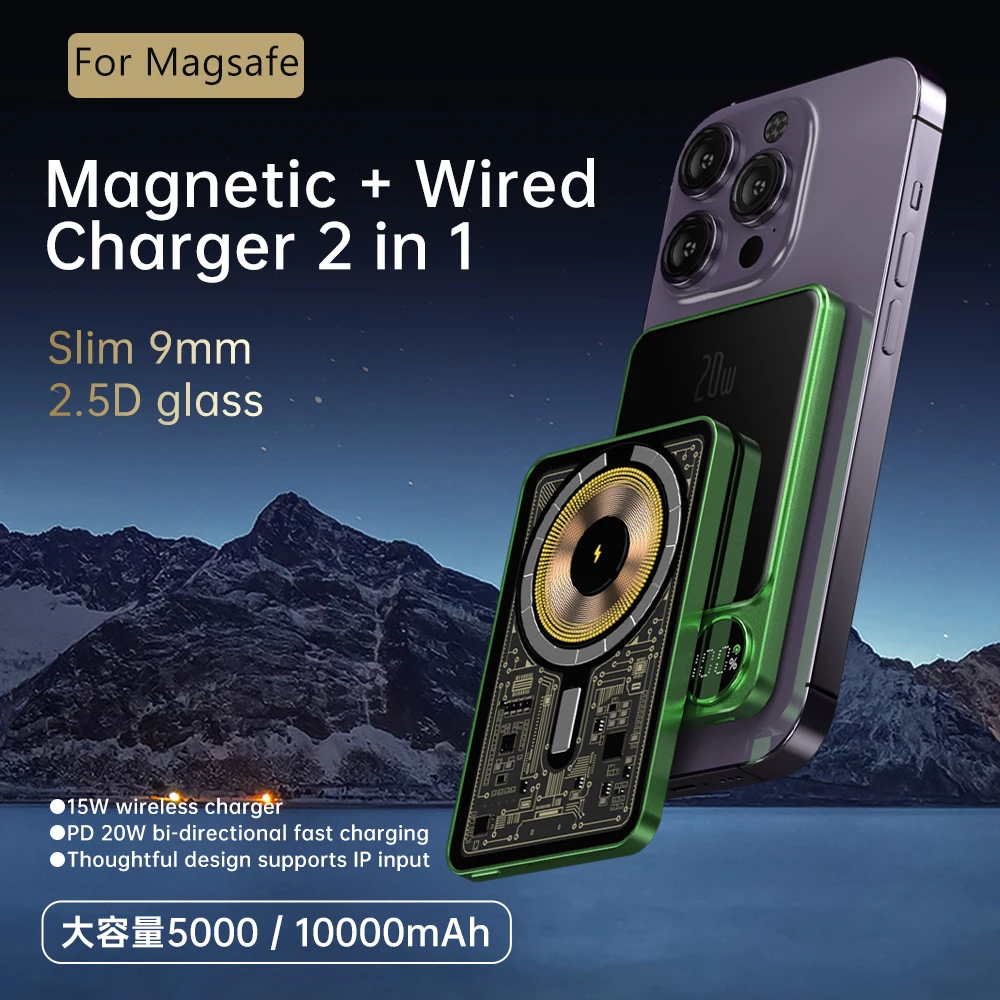 

Ультратонкое беспроводное зарядное устройство MagSafe 10000 мАч CCC, портативное зарядное устройство с быстрой зарядкой для IPhone 17, 16, 15, 14, 13, 12