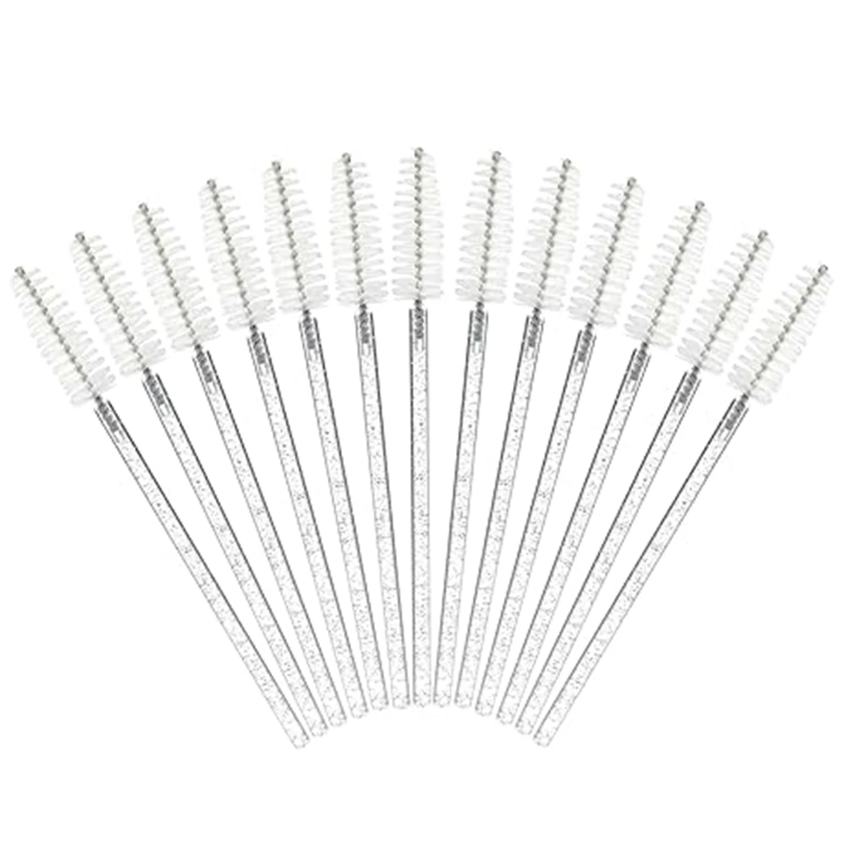 8 to 98 PCS White Disposable Mascara Wands, Glitter Clear Handle Eyelash Brush Spoolie Lash Tools for Makeup and Beauty Salon