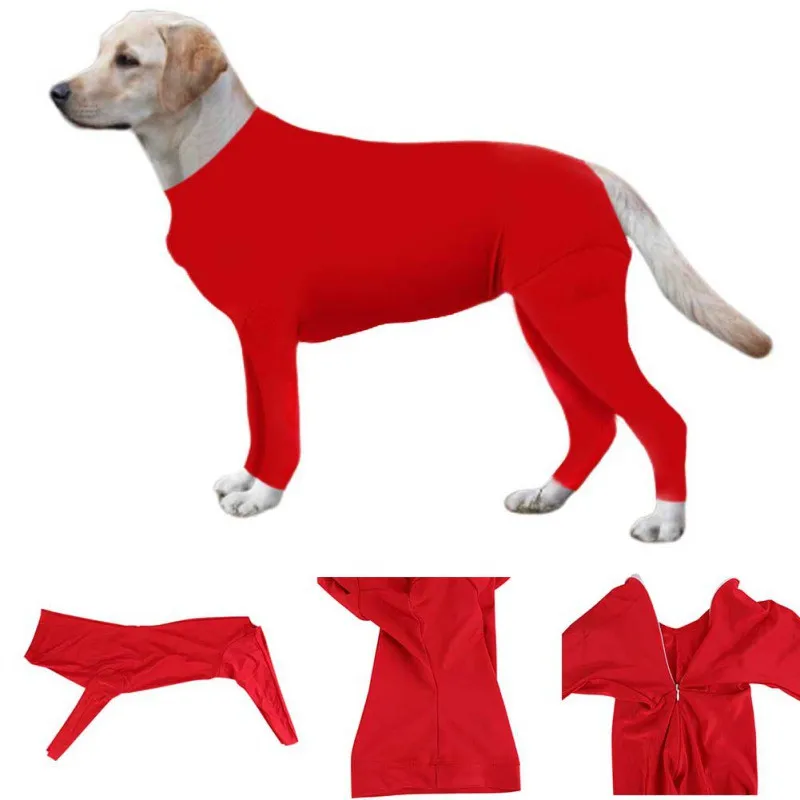 Solid Color Dog Tights Long Sleeves For Pet Protection After Surgery Simple Anti-Hair Elastic Chihuahua Clothes Pug Clothes