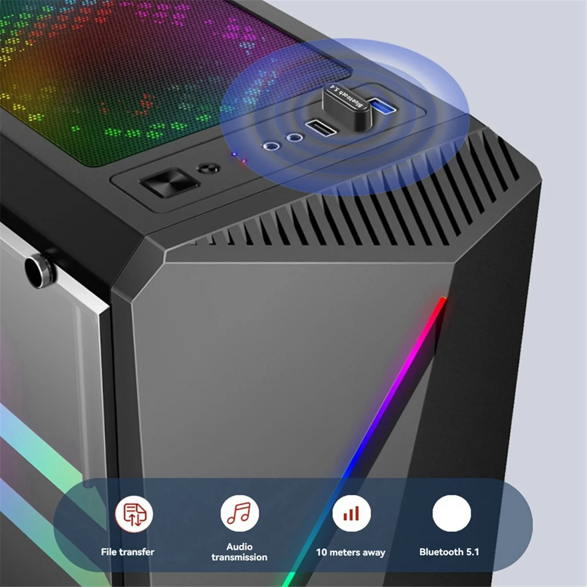 BNGF-Bluetooth 5.4 USB Adapter Mini Bluetooth Receiver Transmitter for PC Laptop Wireless Keyboard Audio