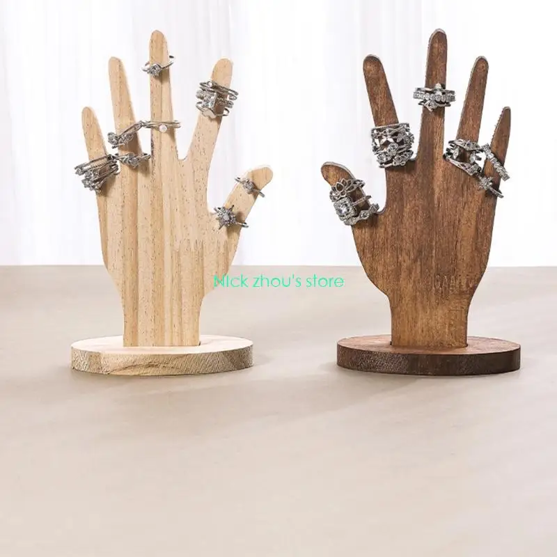 E15E Pair Of Wooden Hand Form Displays Rack for Stylish Bracelet and Ring Exhibition