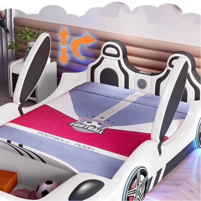 Cama de madeira para bebê para crianças, Beliche de slide branco, Móveis dobráveis, Designer Car, Pequena criança, Crianças