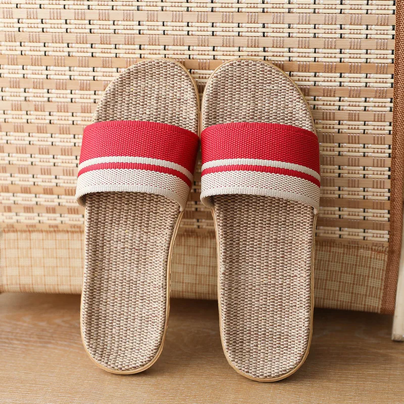 2024 Women's Slippers Comfortable Light Sole Four Seasons Indoor Linen Slippers Soft Sole Anti Slip Couples's Home Slippers 2024