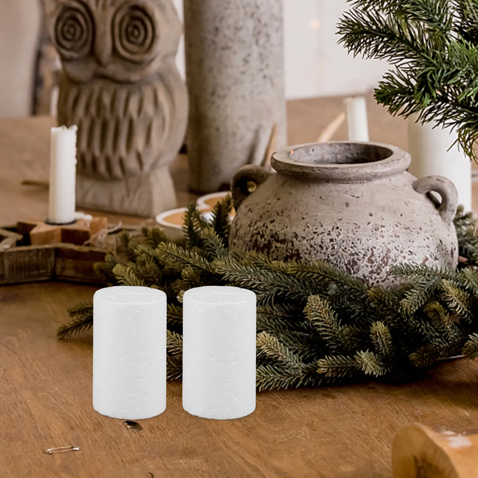 10Pcs Foam Cylinders Christmas Decoration Supplies White Polystyrene Tubes for DIY Crafting Modeling 5x3cm Christmas Foam Balls view 2