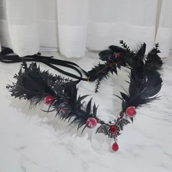 Punk Feather Gothic Crown With Spider Bat Aura Snake Medusa Halo Witch Wedding Crown Nightclub Makeup Ball Halloween Headdress